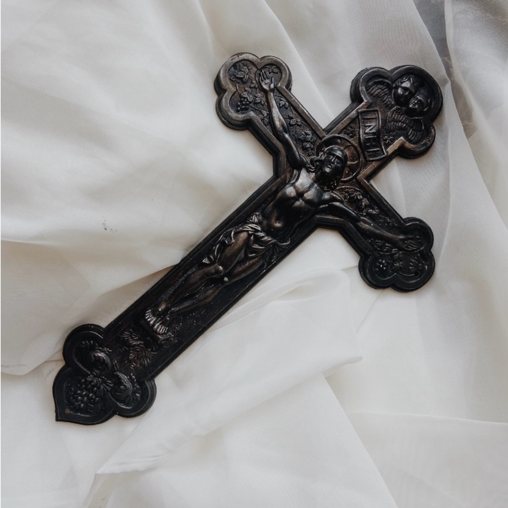 Black/Silver Crucifix Cross Gothic Wall Decor